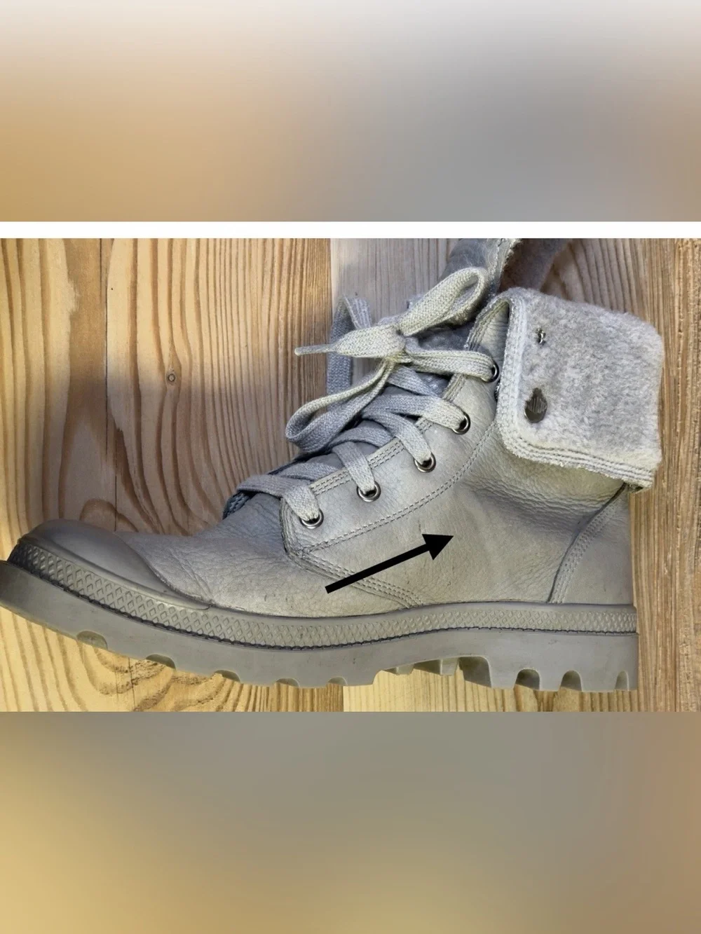 Palladium Baggy Leather Gusset Boots Grey Shearling Fur Lined Winter Men’s Sz 9